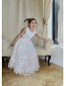 Blush Pink 3D Floral Petal Satin Flower Girl Dress